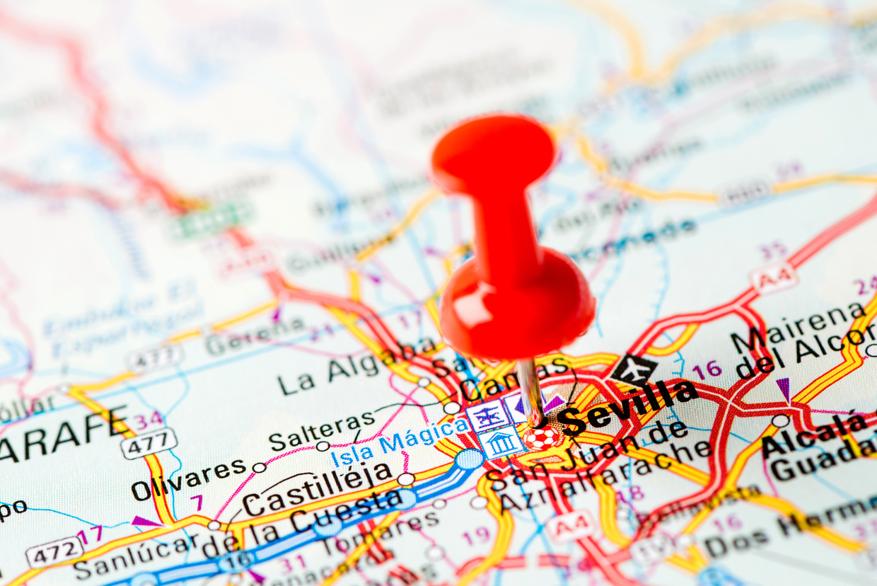 Europe cities on map series: Sevilla